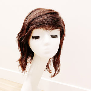 Real Human Hair Wig – Natural Curl Dark Brown, Shoulder-Length - cngwigs