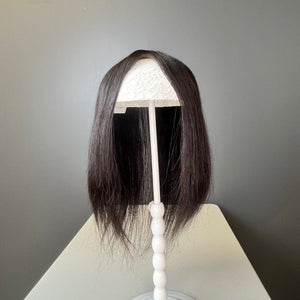 Human Hair Topper – Natural Straight Black, Shoulder-Length - cngwigs