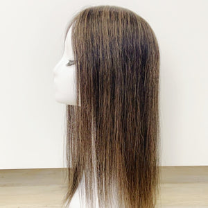 Colored Human Hair Topper – Natural Straight Dark Brown, Long - cngwigs