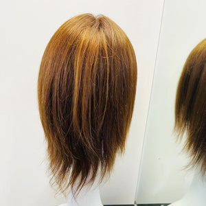 Human Hair Wig - Natural Straight Honey Blonde, Shoudler-Length - cngwigs