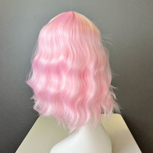 Synthetic Wig - Wavy Pink, Shoulder-Length - cngwigs