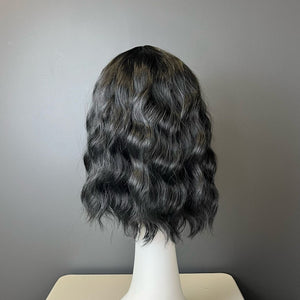 Synthetic Wig - Wavy Black, Shoulder-Length - cngwigs