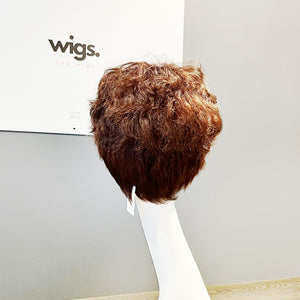 Real Human Hair Wig – Wavy Chestnut Brown with Bang, Short - cngwigs