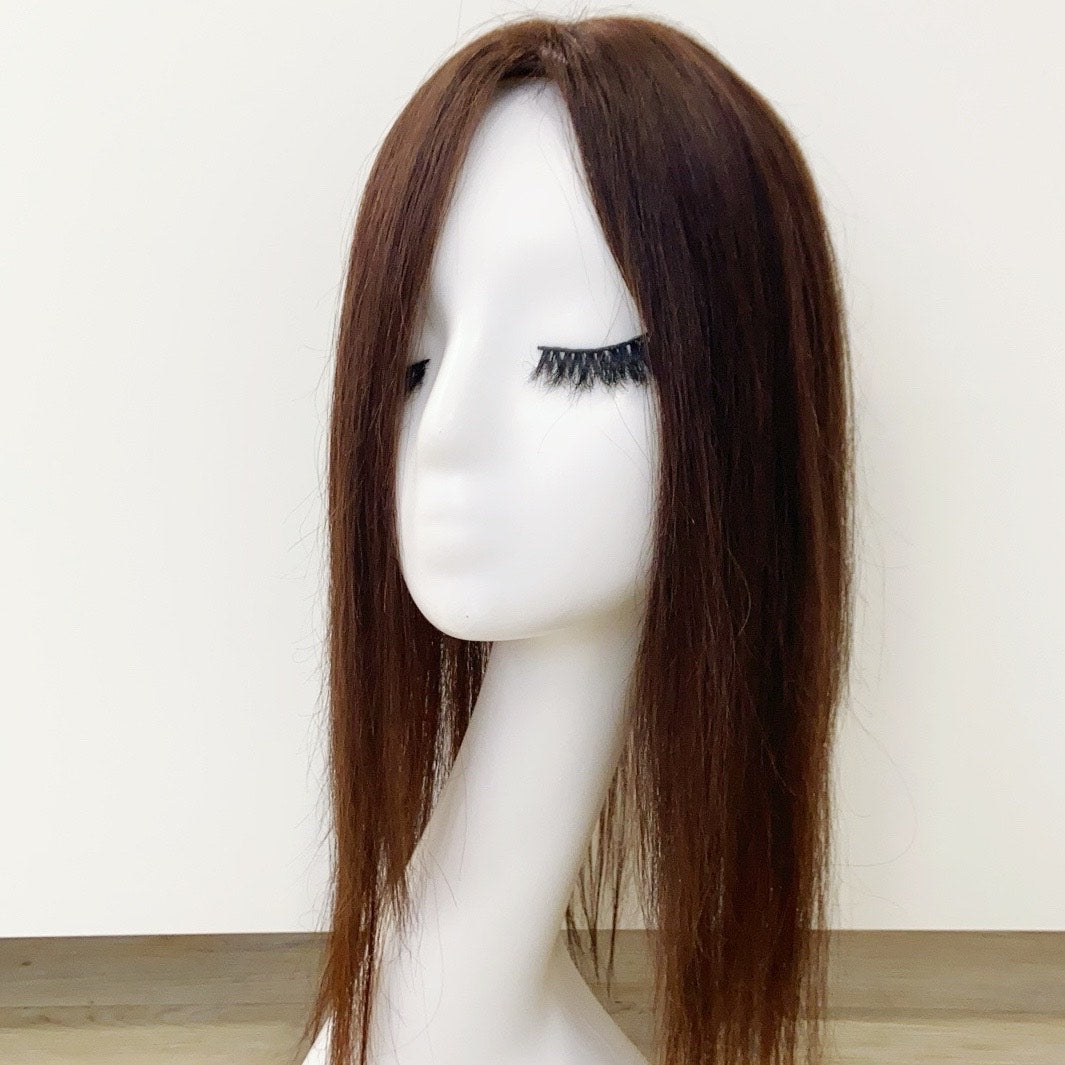 Human Hair Topper – Natural Straight Deep Brown, Long - cngwigs