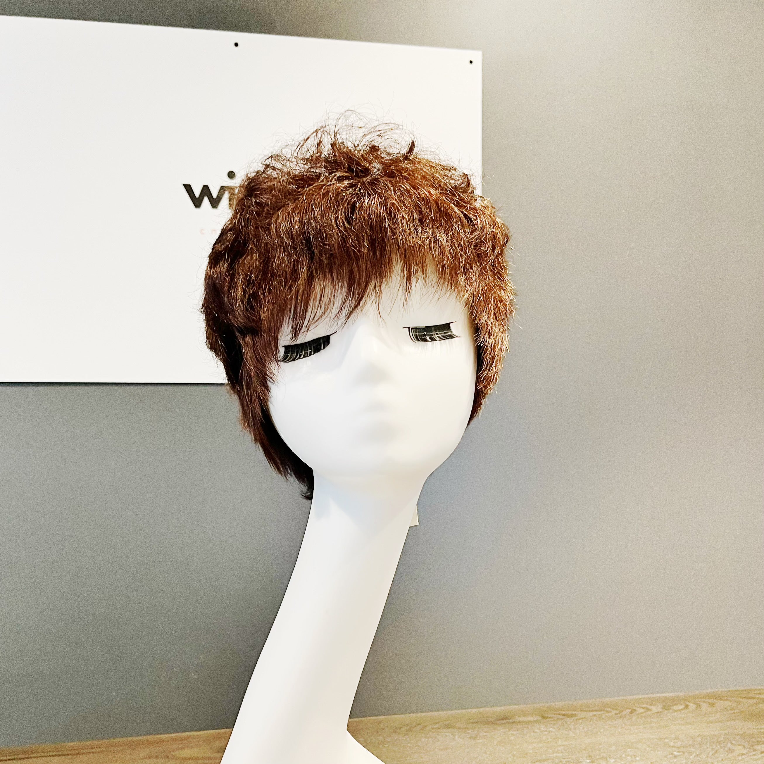 Real Human Hair Wig – Wavy Chestnut Brown with Bang, Short - cngwigs
