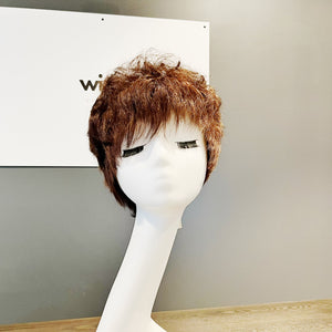 Real Human Hair Wig – Wavy Chestnut Brown with Bang, Short - cngwigs