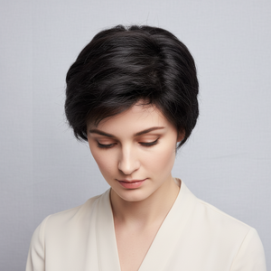 Black Wig – Natural Wavy Black, Short - cngwigs