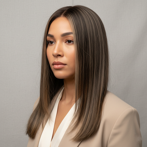 Colored Human Hair Topper – Natural Straight Dark Brown, Long - cngwigs