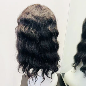 Black Wig – Wavy with Bang, Shoudler-Length - cngwigs