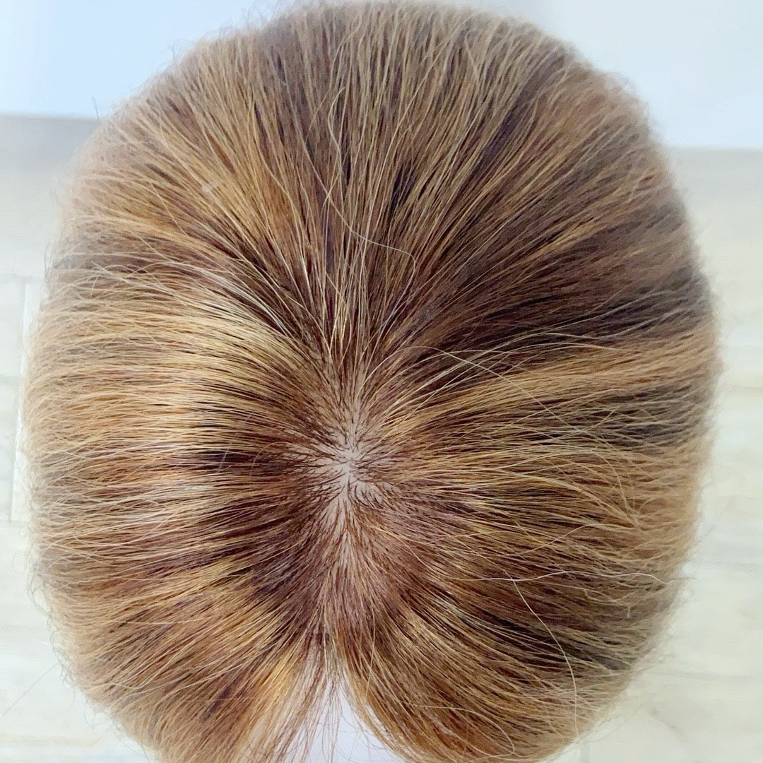 Colored Human Hair Topper – Natural Straight Copper Blonde, Shoulder-Length - cngwigs
