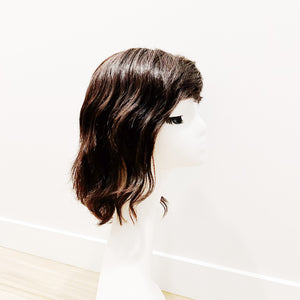 Real Human Hair Wig  – Natural Curl Dark Brown, Shoulder-Length - cngwigs