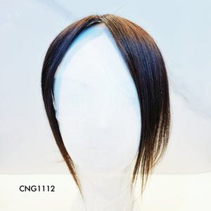 Human Hair Topper – Natural Straight Side-Part Dark Brown, Short - cngwigs