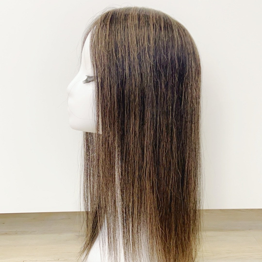 Colored Human Hair Topper – Natural Straight Dark Brown, Long - cngwigs