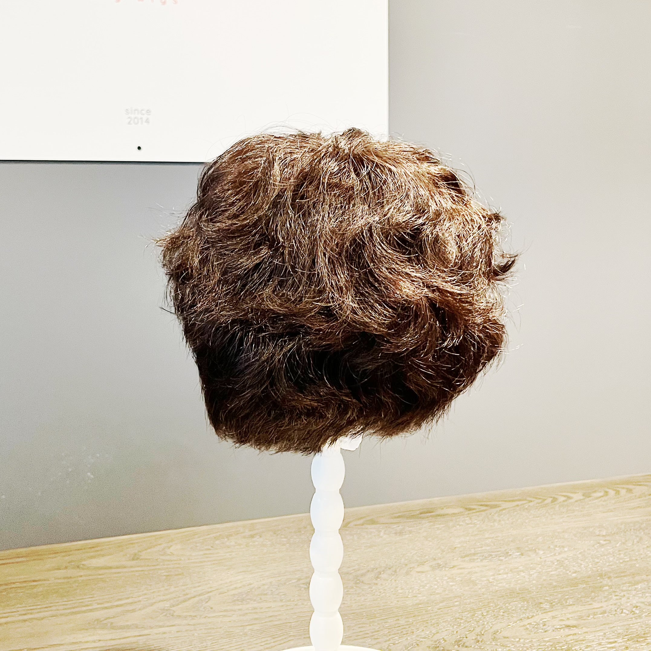 Real Human Hair Wig – Wavy Drak Brown with Bang, Short - cngwigs
