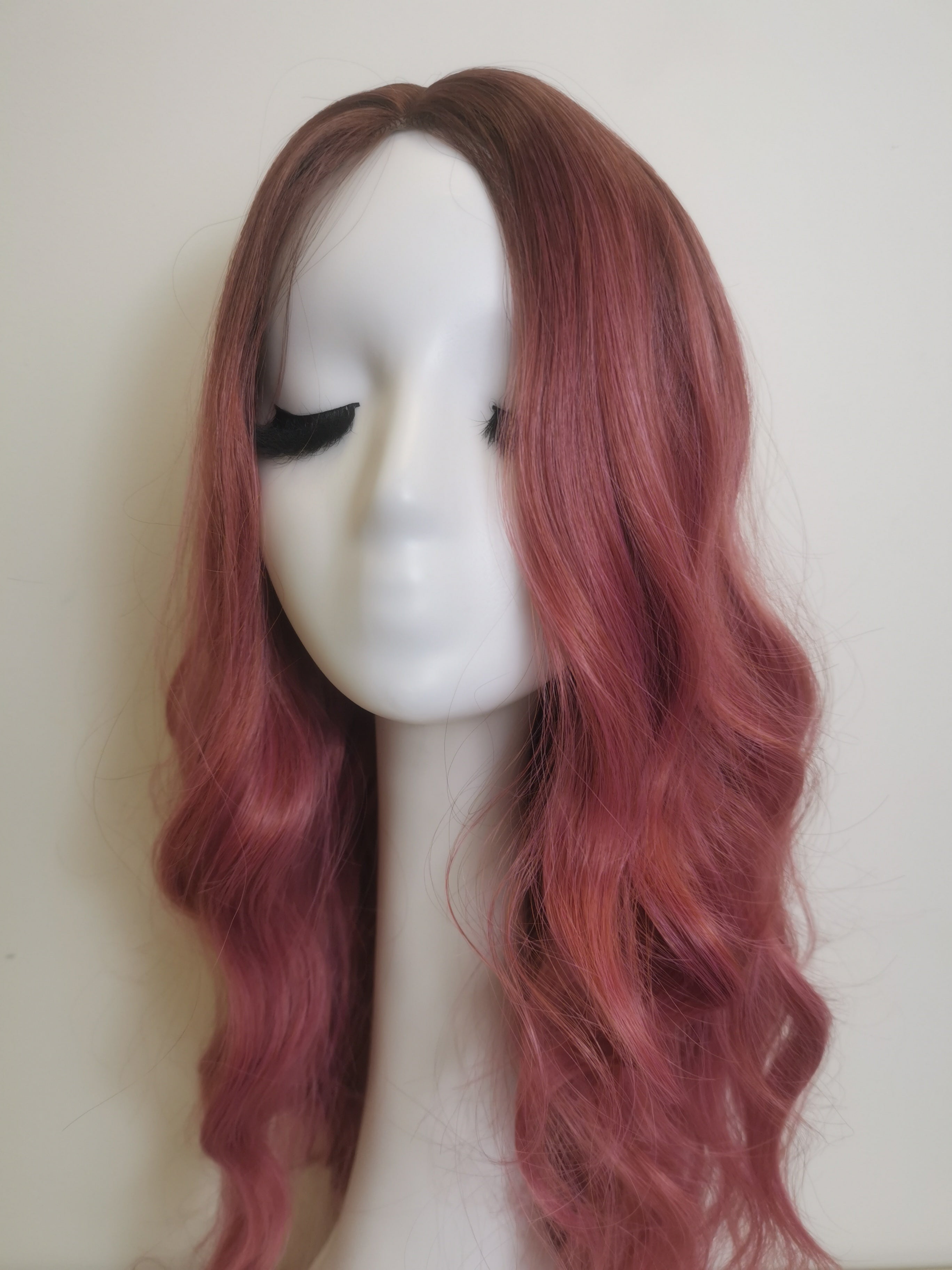 Synthetic Wig - Wavy Hot Pink Gradient, Long - cngwigs