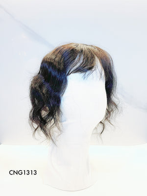 Human Hair Topper - Wavy Black with Fringe, Short - cngwigs
