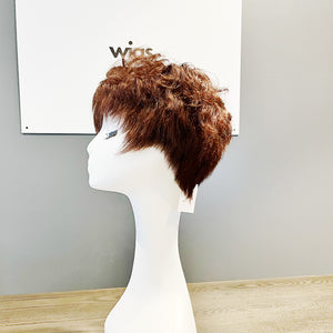 Real Human Hair Wig – Wavy Chestnut Brown with Bang, Short - cngwigs