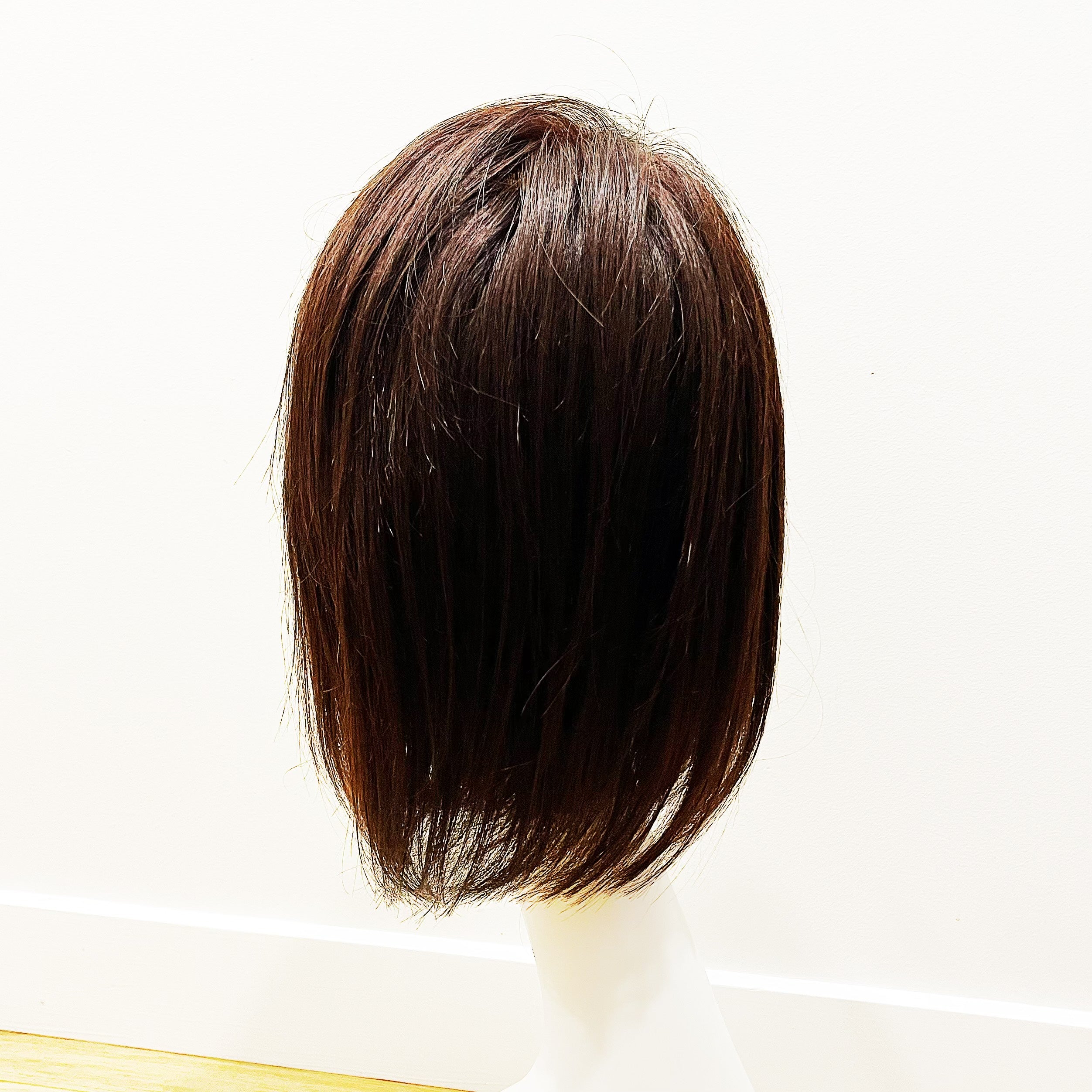 Real Human Hair Wig – Natural Straight Dark Brown, Shoulder-Length - cngwigs