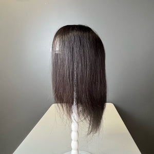 Human Hair Topper – Natural Straight Black, Shoulder-Length - cngwigs