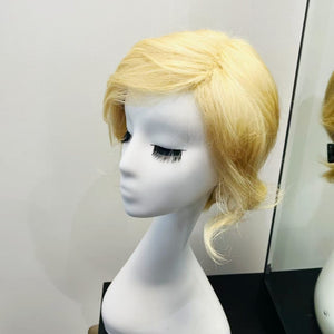 Colored Human Hair Wig – Wavy Blonde, Short - cngwigs