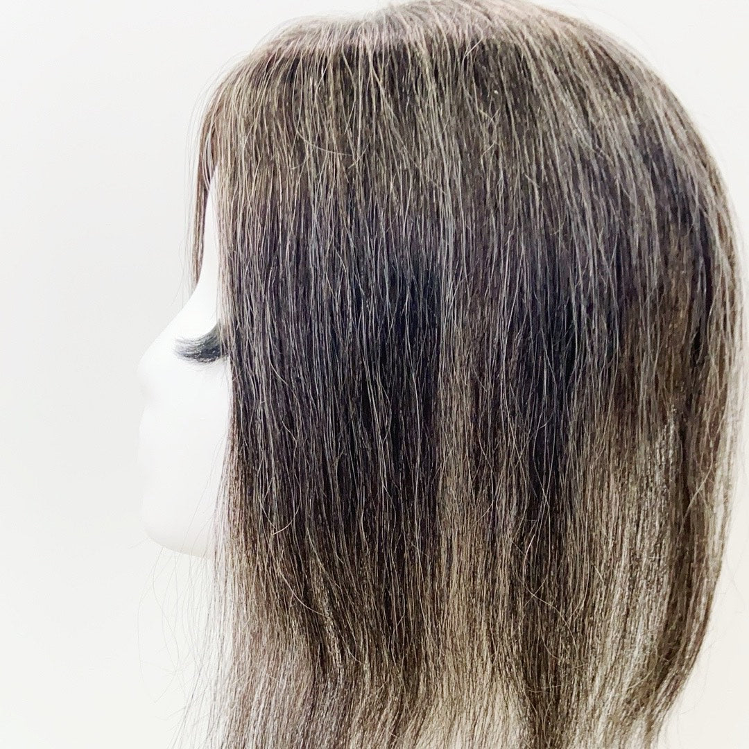 Human Hair Topper – Natrual Straight Ash Brown, Shoudler-Length - cngwigs
