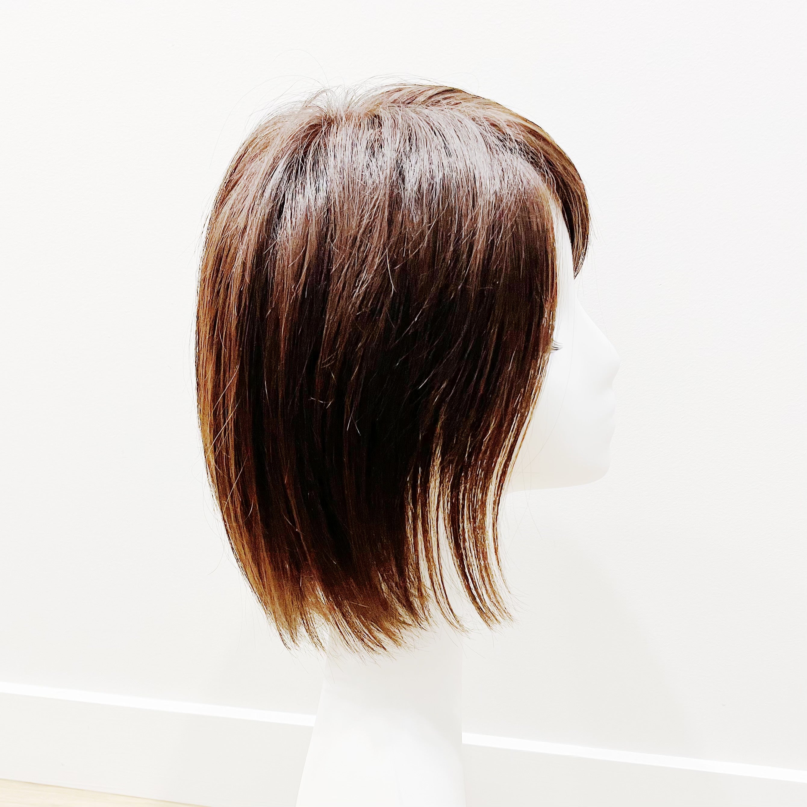 Real Human Hair Wig – Natural Straight Dark Brown, Shoulder-Length - cngwigs