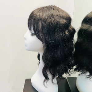 Black Wig – Wavy with Bang, Shoudler-Length - cngwigs