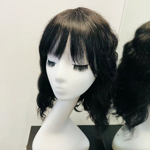 Black Wig – Wavy with Bang, Shoudler-Length - cngwigs