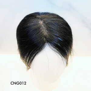 Human Hair Topper – Natural Straight Black, Short - cngwigs