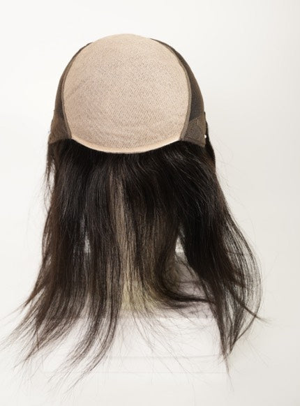 Human Hair Topper – Natrual Straight Deep Brown with Fringe, Long - cngwigs