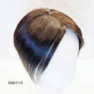 Human Hair Topper – Natural Straight Side-Part Dark Brown, Short - cngwigs