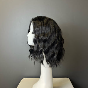 Synthetic Wig - Wavy Black, Shoulder-Length - cngwigs