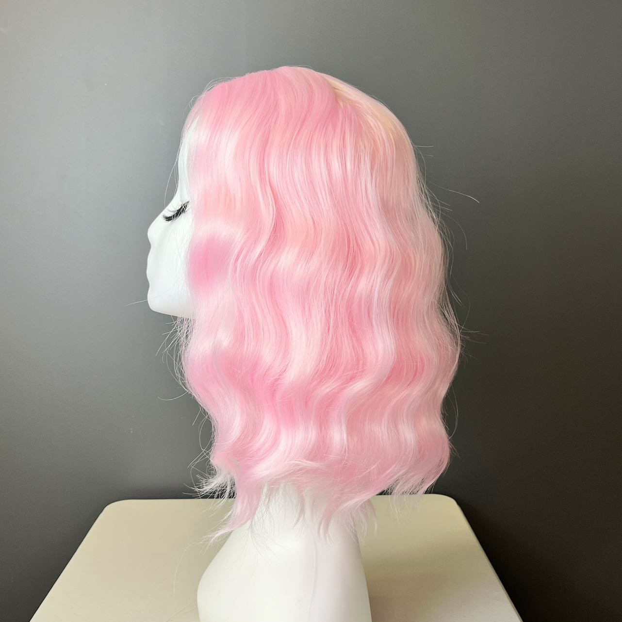 Synthetic Wig - Wavy Pink, Shoulder-Length - cngwigs