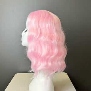 Synthetic Wig - Wavy Pink, Shoulder-Length - cngwigs