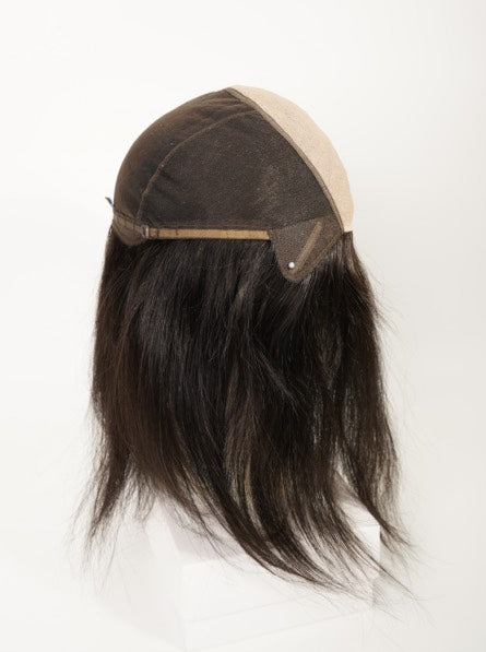 Human Hair Topper – Natrual Straight Deep Brown with Fringe, Long - cngwigs