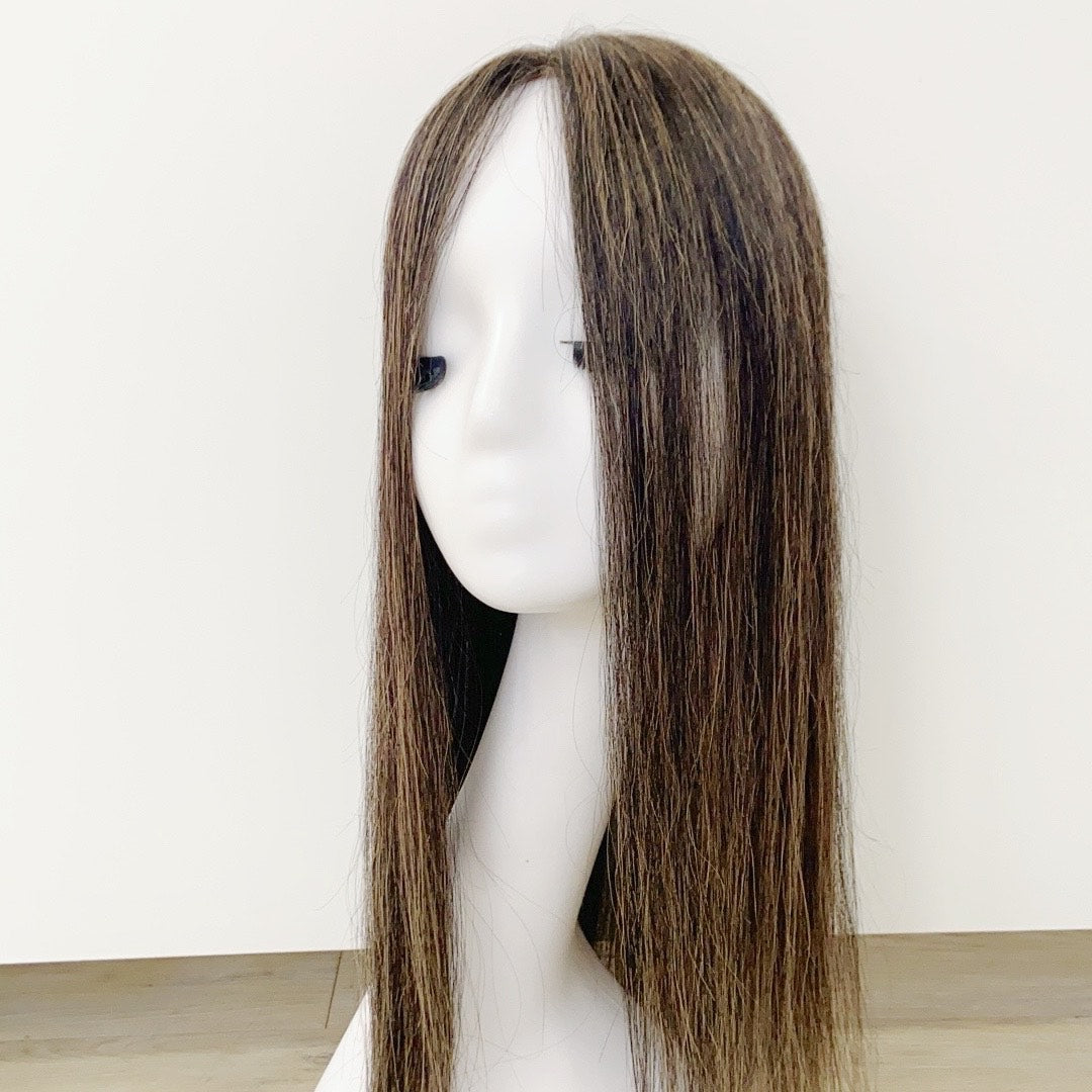 Colored Human Hair Topper – Natural Straight Dark Brown, Long - cngwigs