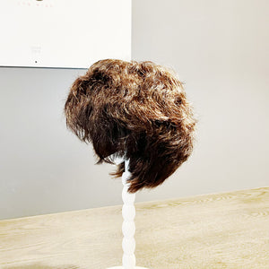 Real Human Hair Wig – Wavy Drak Brown with Bang, Short - cngwigs