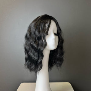 Synthetic Wig - Wavy Black, Shoulder-Length - cngwigs