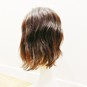 Real Human Hair Wig  – Natural Curl Dark Brown, Shoulder-Length - cngwigs