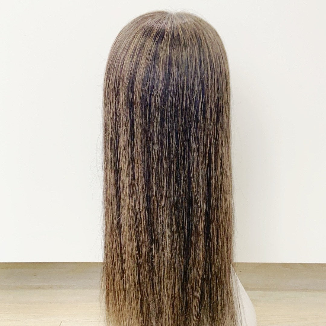 Colored Human Hair Topper – Natural Straight Dark Brown, Long - cngwigs