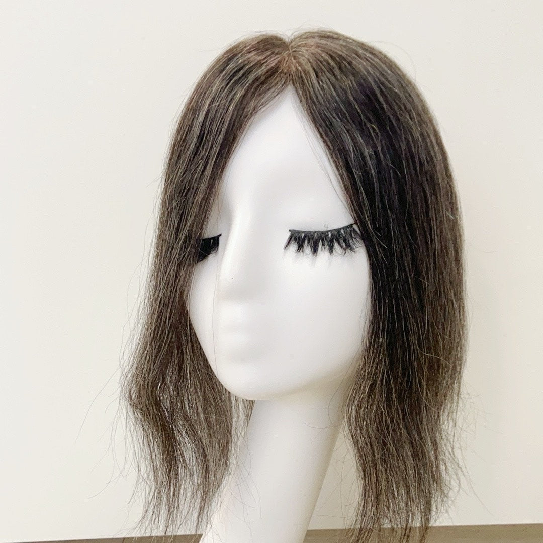 Human Hair Topper – Natrual Straight Ash Brown, Shoudler-Length - cngwigs