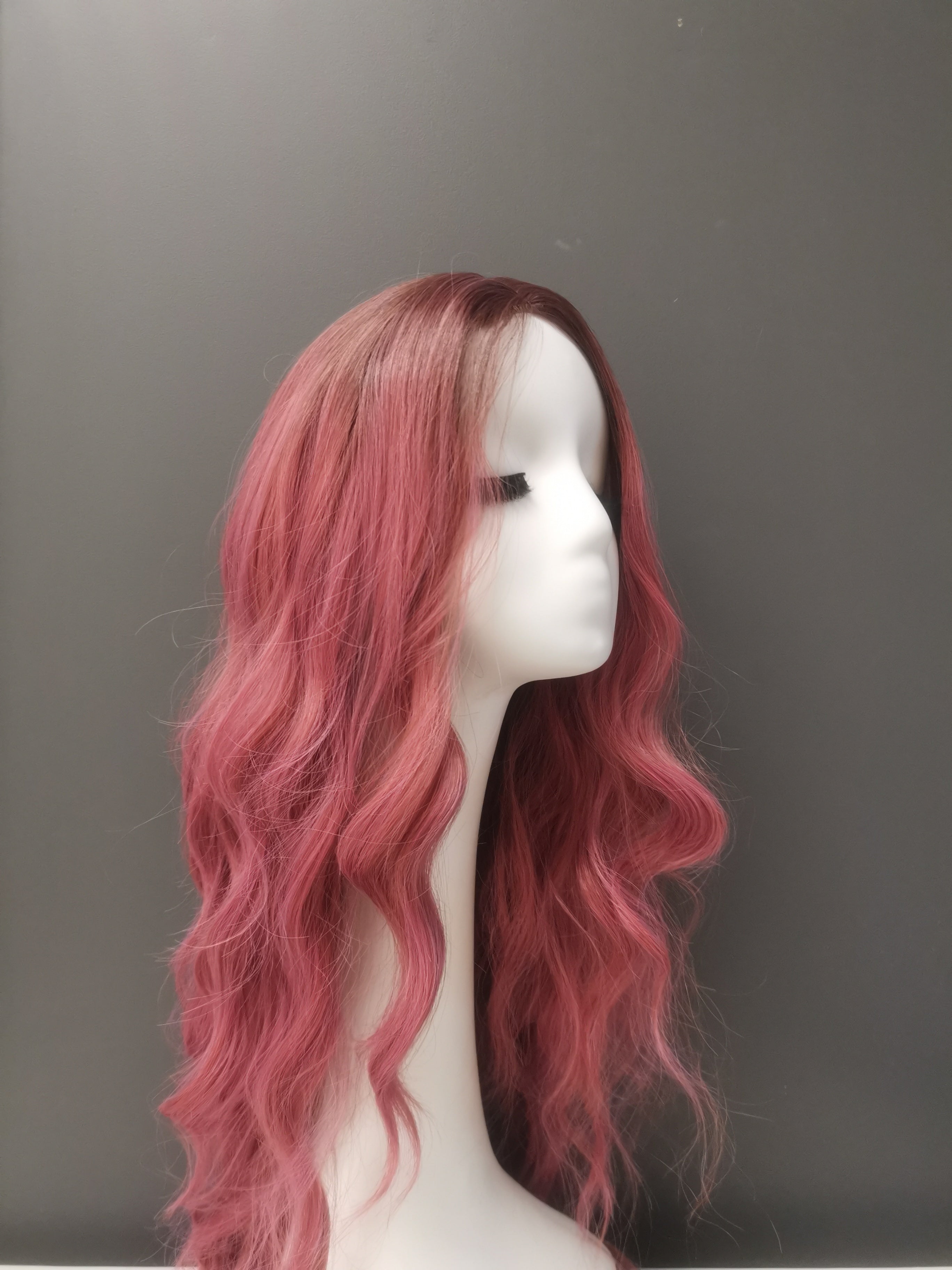 Synthetic Wig -Long, Pink Synthetic Style, Heat-Resistant