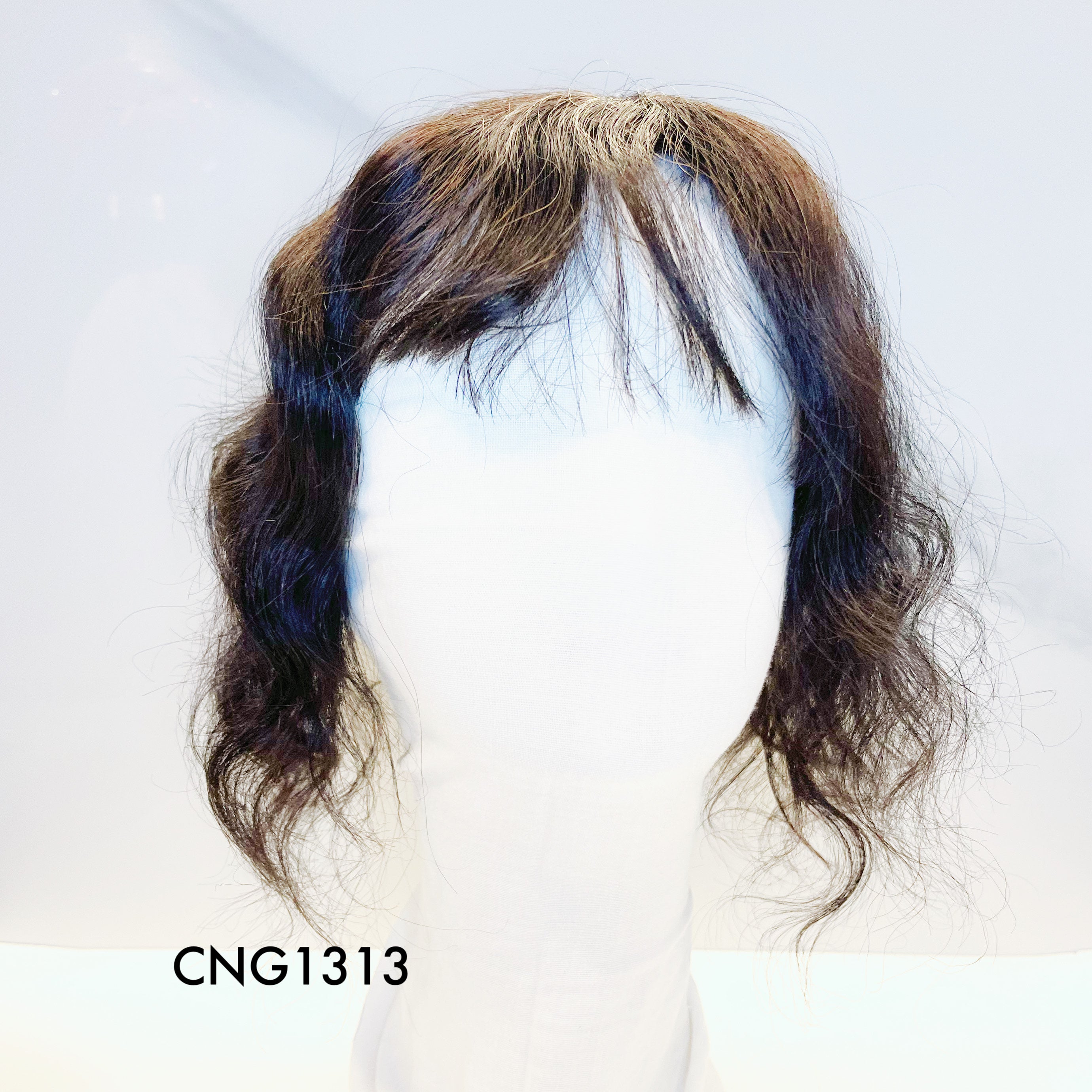 Human Hair Topper - Wavy Black with Fringe, Short - cngwigs