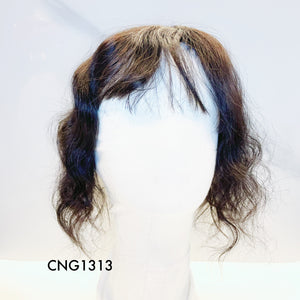 Human Hair Topper - Wavy Black with Fringe, Short - cngwigs