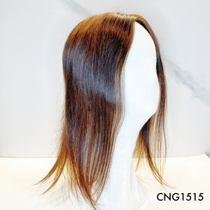 Human Hair Topper – Natural Straight Dark Brown, Long - cngwigs