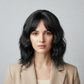 Synthetic Wig - Wavy Black, Shoulder-Length - cngwigs