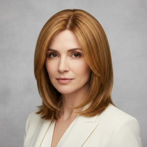 Human Hair Wig - Natural Straight Honey Blonde, Shoudler-Length - cngwigs
