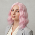 Synthetic Wig - Wavy Pink, Shoulder-Length - cngwigs