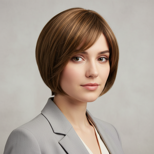 Human Hair Topper – Natural Straight Dark Brown, Short - cngwigs