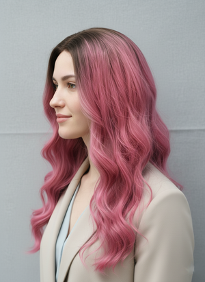 Synthetic Wig - Wavy Hot Pink Gradient, Long - cngwigs